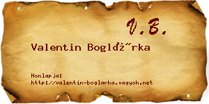 Valentin Boglárka névjegykártya